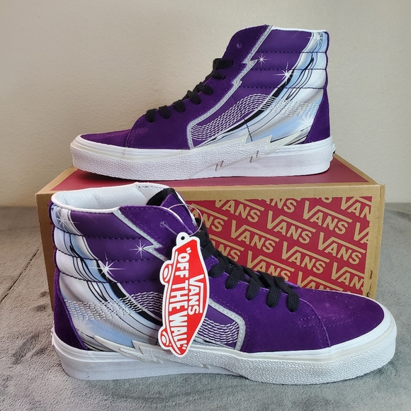 Vans Sk8-Hi Bolt Chrome Flash Acai Women Size 8.5, Men Size 7 - Picture 2 of 10